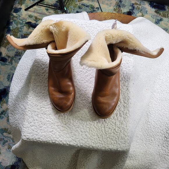 UGG Lorna 1012440 Mid Calf Leather Wedge Zipper Boots women's bootie SIZE 6 - Picture 5 of 7